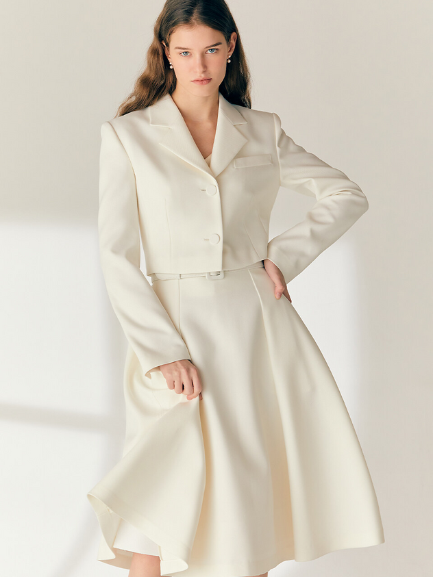 Notched Collar Cropped Jacket
