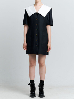 Navy Saior Collar Jacket Dress