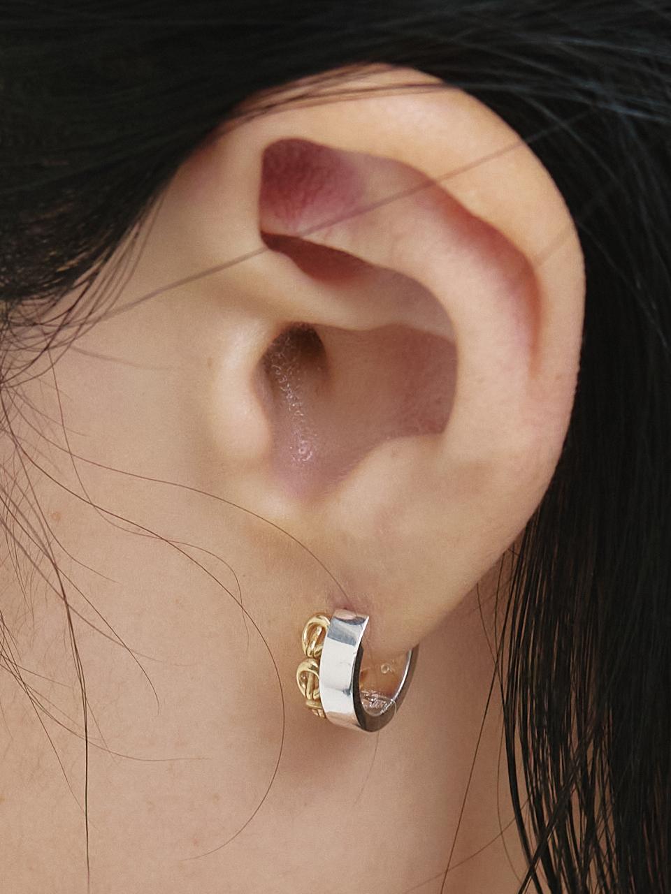 Silver Epoxy Hoop Earring