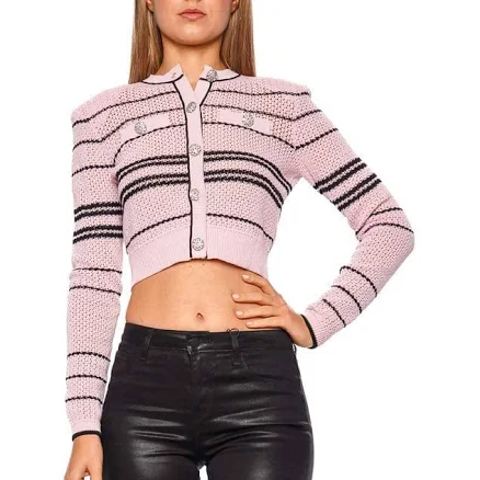 Self Portrait Long Sleeve Cropped Cardigan