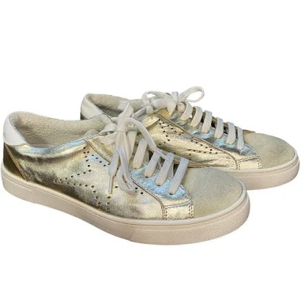 Steven By Steve Madden Shoes | Steven By Steve Madden Gold Metallic Leather Star Perforated Sneakers Size 9 | Color: Gold/White | Size: 9 |