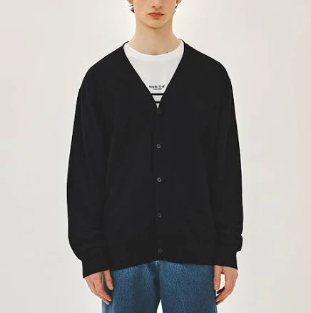 MARITHE + FRANCOIS GIRBAUD SMALL CLASSIC LOGO V-NECK KNIT CARDIGAN Black by W Concept