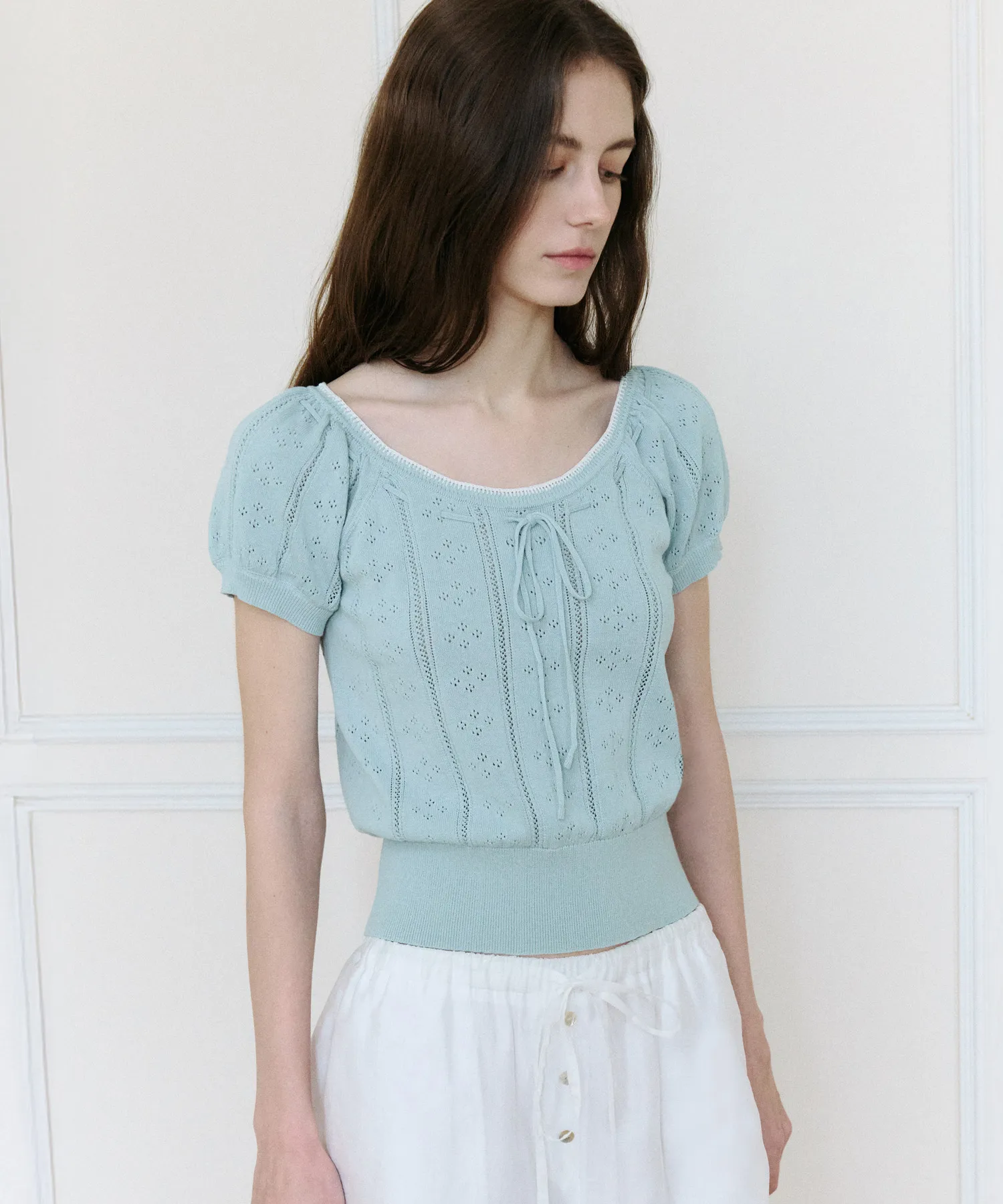 SKASHI RIBBON POINTED HALF KNIT SKY
