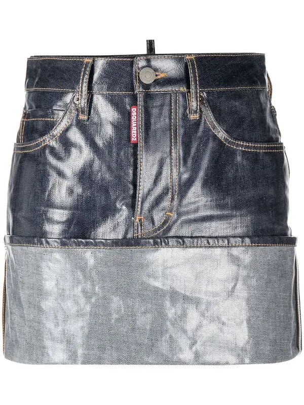 Turn-up Hem Denim Skirt