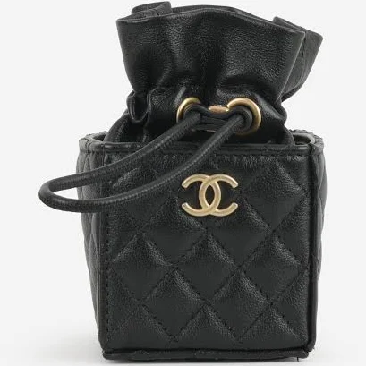 CHANEL 2021 Mini Quilted Calfskin Bucket Bag with Drawstring
