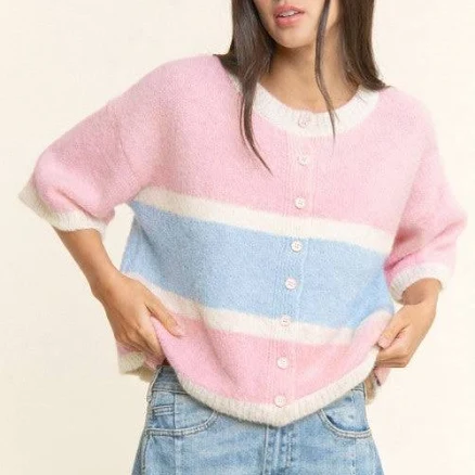Lou Cardigan - Pink/Blue / Small