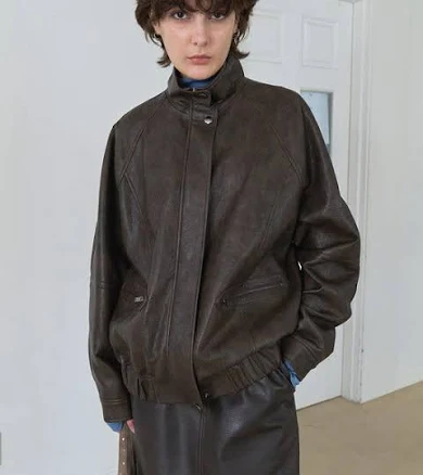 RAIVE High-Neck Leather Blouson Jacket