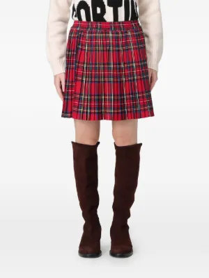 Checked Pleated Mini Skirt