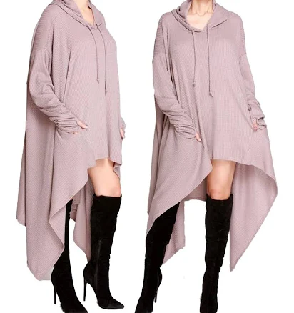 Sexy Beautiful Women's Hoodie Unbalance Sweater Dress One Size Fits