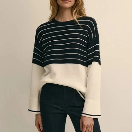 Brooks Brothers Women's Oversized Cotton Mariner Stripe Sweater