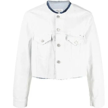 Maison Margiela White Collarless Denim Jacket