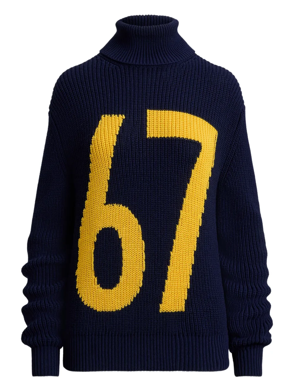 Intarsia Knit Turtleneck Sweater