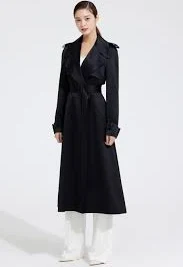 Silk Satin Flare Trench Coat