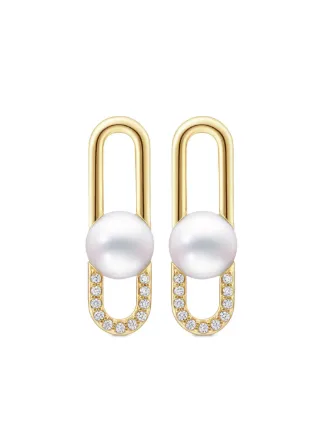 Fine Link Pearl Drop Earrings
