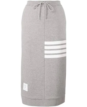 Thom Browne 4-bar Fitted Midi Women Skirt - Light Gray