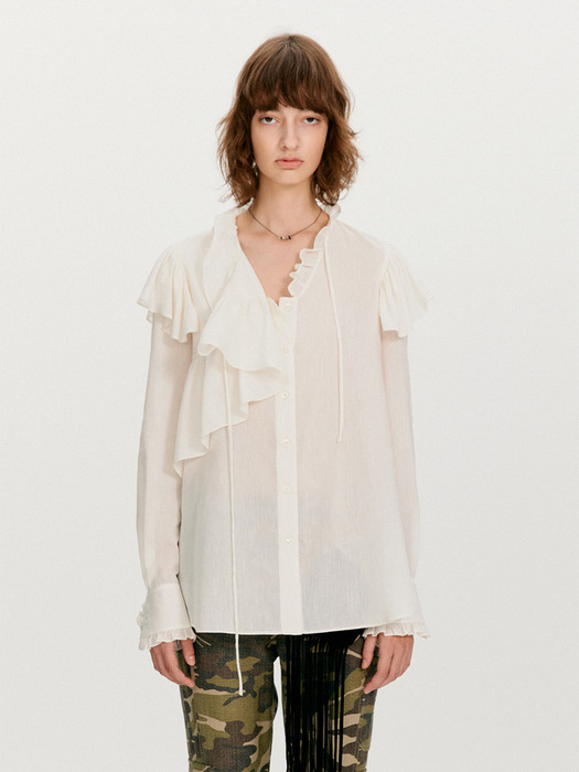 Unbalanced Ruffle Blouse