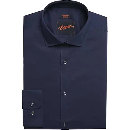 Egara Men’s Skinny Fit Solid Dress Shirt in Navy Long Sleeve Button-Down Oxford