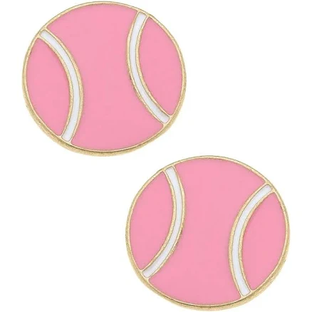 Canvas Tennis Ball Stud Earrings