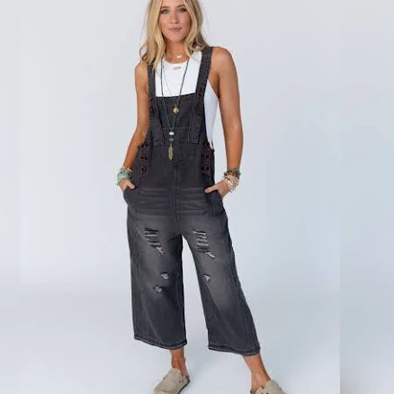 High Hopes Slouchy Pocket Denim Overalls