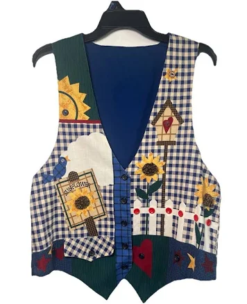 Vintage Sunflower Button Autumn Harvest Vest