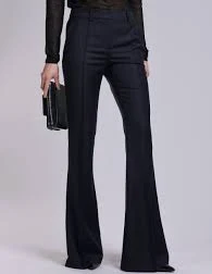 Navy wool and cashmere twill bootleg trousers