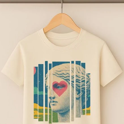 Vaporwave Vibe Pop Art Aesthetic Venus Statue Heart Eyes Graphic Tee