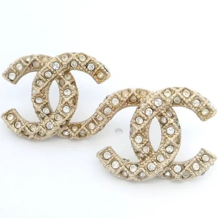 CHANEL CC Gold Stud Earrings