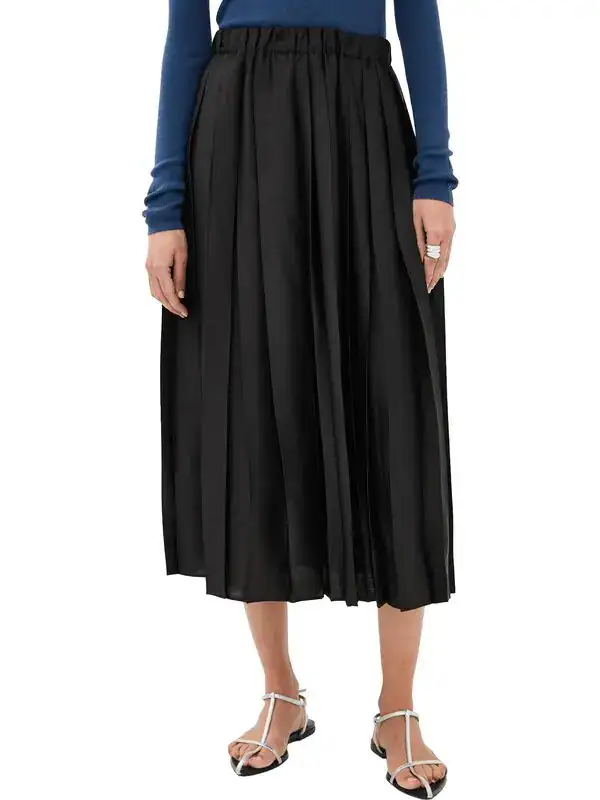 Semi-sheer Pleated Midi Skirt