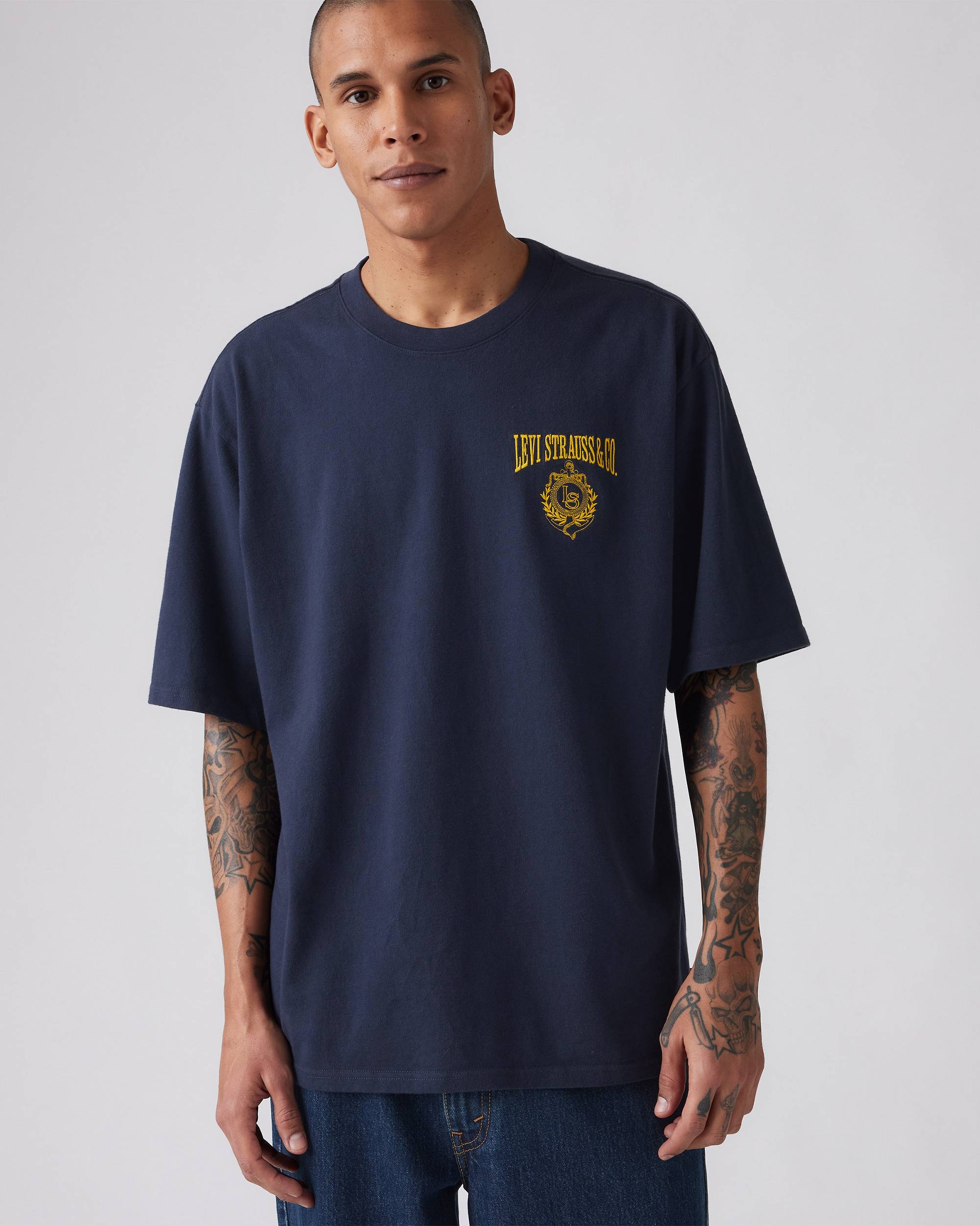 Logo Boat Neck Half Sleeve T-shirt