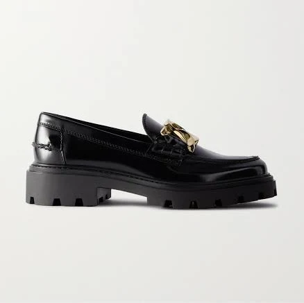 Tod's Gomma Pesante Embellished Glossed-leather Loafers - Women - Black Flat Shoes - IT40.5