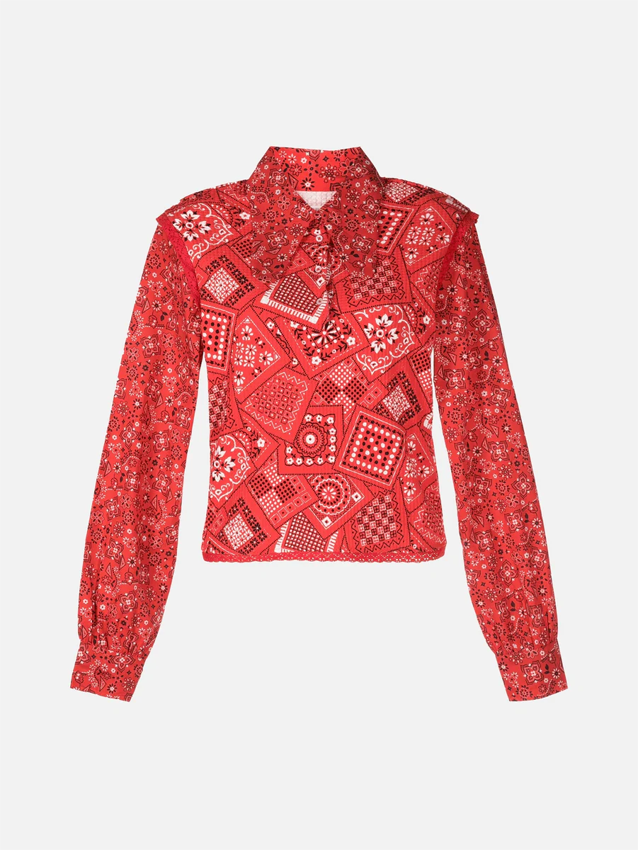 Printed Knit Combo Blouse