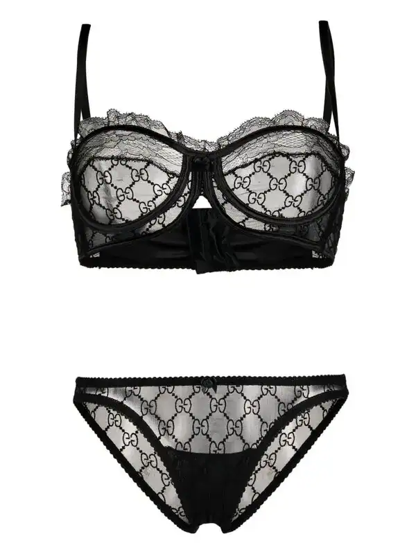 GG Embroidered Lingerie Set