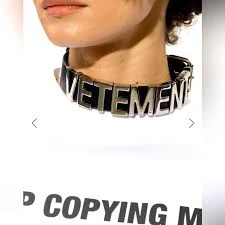 Vetements Logo Leather Choker Necklace