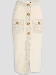 Cotton-tweed midi pencil skirt
