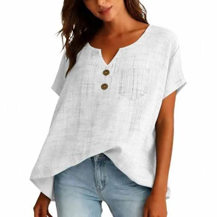 Women's Loose Fit Linen Roll Up Shirt