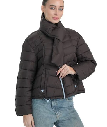 Lightweight Transitional Jacket with Detachable Scarf M / Chocolate