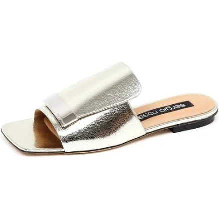 Sergio Rossi SR1 Metallic Leather Flat Mules