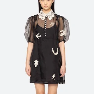 Sea Ellison Puff Sleeve Silk Mini Dress