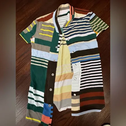 Rick Owens Shirts | Rare Gem - Rick Owens Tecautl Golf Shirt Ss20 | Color: Blue/Green | Size: 38 | Kaylahill214's Closet
