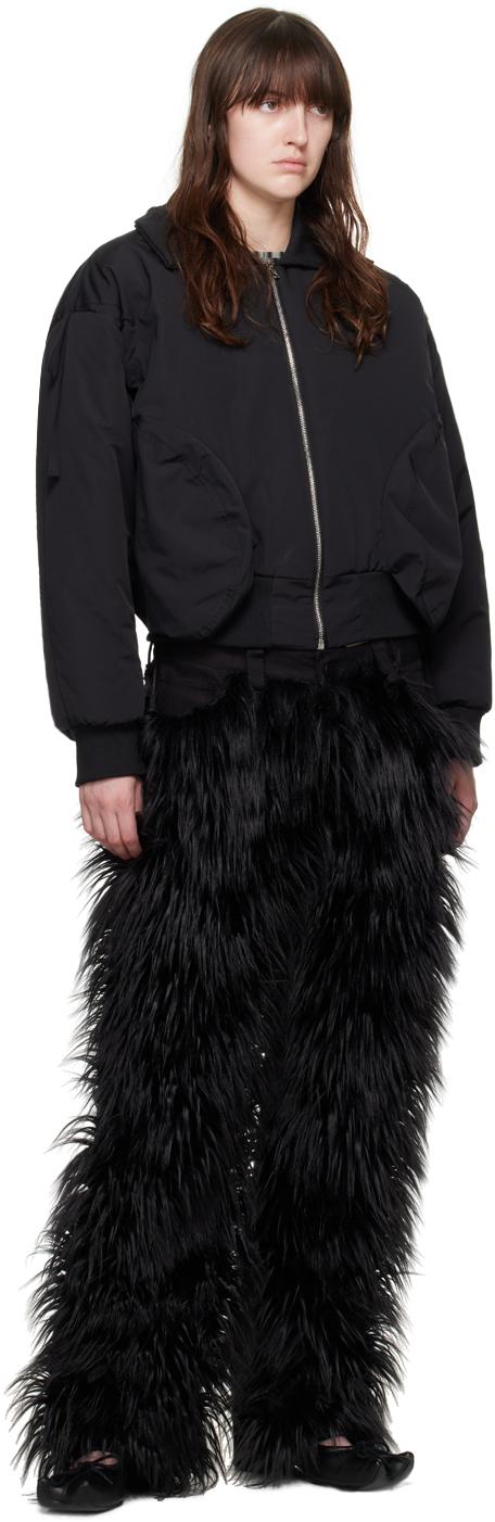 Black Faux-Fur Jeans