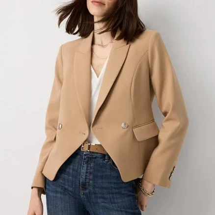 White House Black Market Women's Cropped Double Button Blazer