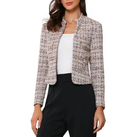 Inspire Chic Women's Cropped Tweed Blazer