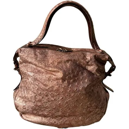 Bottega Veneta Ostrich Handbag Metallic Copper