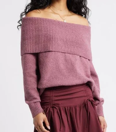 BP. Bouclé Off the Shoulder Sweater in Burgundy Shade at Nordstrom, Size Medium