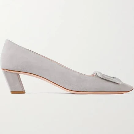 Roger Vivier Belle Vivier 45 Embellished Suede Pumps - Women - Gray Heels - IT39.5
