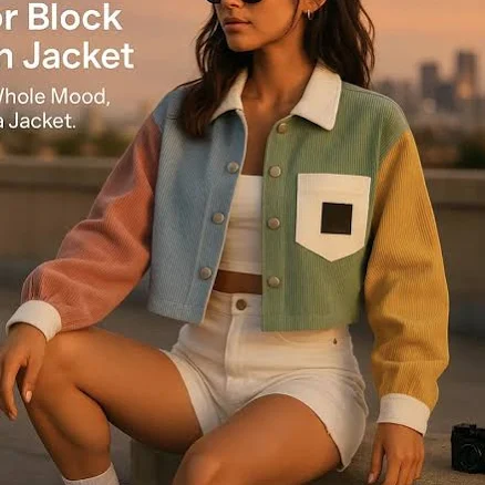 Women's Color Block Patch Jacket