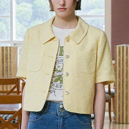 OLIVE des OLIVE Cropped Tweed Jacket