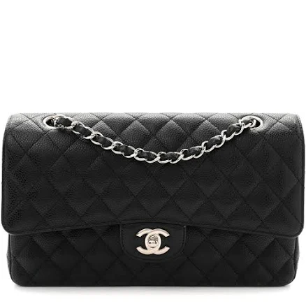 CHANEL Quilted Caviar Classic Double Flap Shoulder Bag