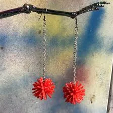 Zipper Ghost Hell Fire Dangle Earrings — Zipper Ghost