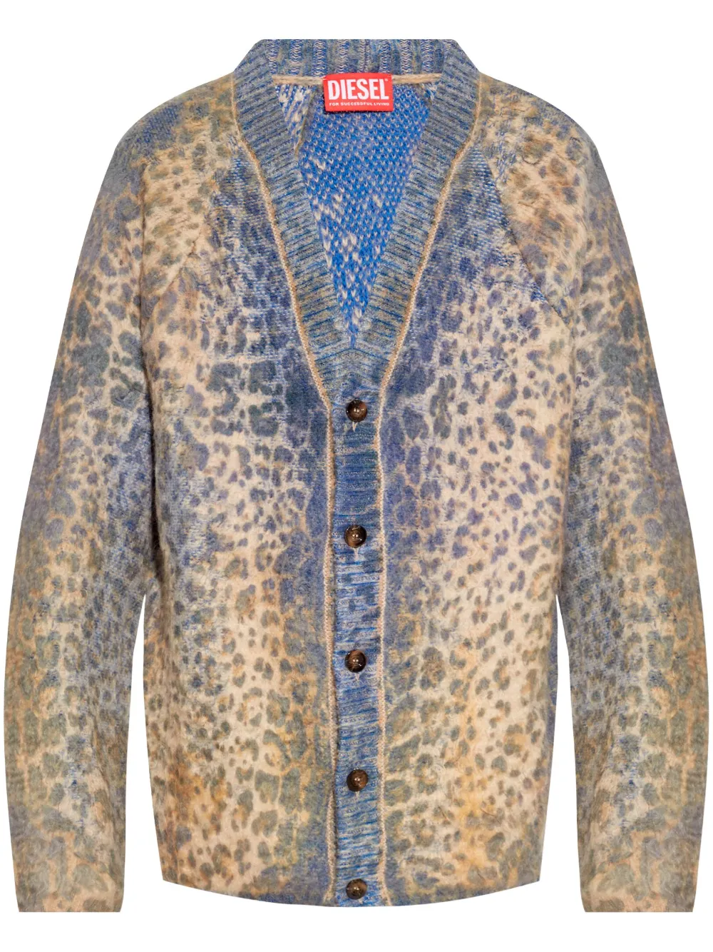 Distressed Ribbed-knit Cardigan
